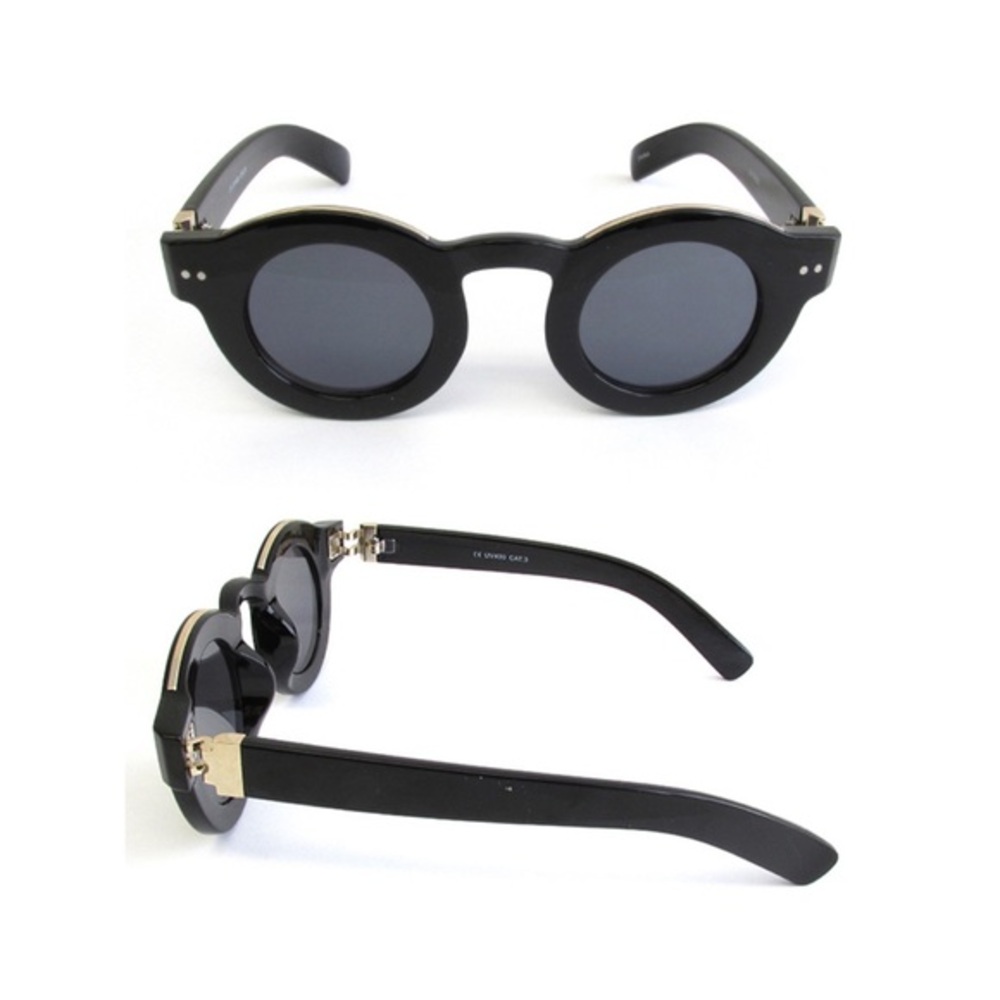 Round black retro black tent lens fashion sunglasses